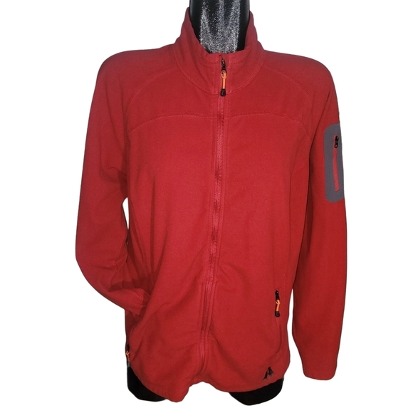 Eddie Bauer Expedition Outfitter Red Zippered Fleece Jacket XL - Picture 1 of 7